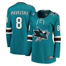 Load image into Gallery viewer, Joe Pavelski #8 San Jose Sharks Women's Teal Breakaway Jersey