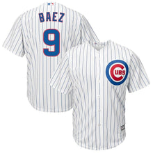 Load image into Gallery viewer, Javier Baez #9 Chicago Cubs White/Royal Cool Base Player Jersey