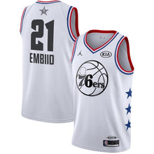 Load image into Gallery viewer, Joel Embiid #21 76ers White/Black 2019 NBA All-Star Game Finished Mens Swingman Jersey