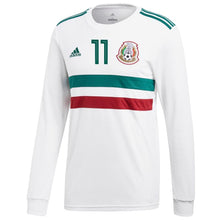 Load image into Gallery viewer, Carlos Vela #11 Mexico National Team White/Green 2018 Away Replica Long Sleeve Player Jersey