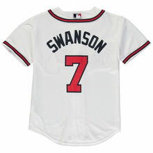 Load image into Gallery viewer, Dansby Swanson #7 Atlanta Braves Youth White/Red Official 2015 Cool Base Player Jersey
