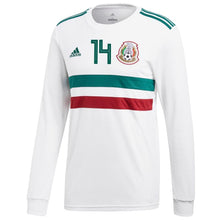 Load image into Gallery viewer, Chicharito Mexico #14 National Team White/Green 2018 Away Replica Long Sleeve Player Jersey