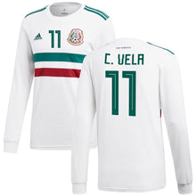 Load image into Gallery viewer, Carlos Vela #11 Mexico National Team White/Green 2018 Away Replica Long Sleeve Player Jersey
