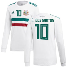 Load image into Gallery viewer, Giovani dos Santos #10 Mexico National Team White/Green 2018 Away Replica Long Sleeve Player Jersey