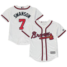 Load image into Gallery viewer, Dansby Swanson #7 Atlanta Braves Youth White/Red Official 2015 Cool Base Player Jersey