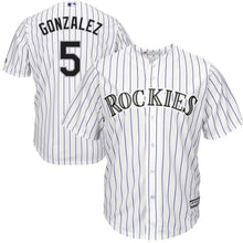 Load image into Gallery viewer, Carlos Gonzalez #5 Colorado Rockies White Home Cool Base Player Jersey
