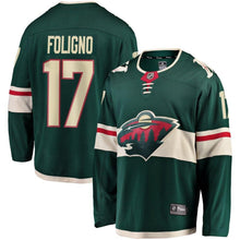 Load image into Gallery viewer, Fanatics Branded Marcus Foligno Minnesota Wild Green Breakaway Jersey