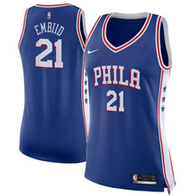 Load image into Gallery viewer, Joel Embiid #21 Philadelphia 76ers Women's Royal Swingman Jersey - Icon Edition