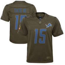 Load image into Gallery viewer, Golden Tate #15 Detroit Lions Youth Olive Salute to Service Game Jersey