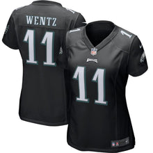 Load image into Gallery viewer, Carson Wentz #11 Philadelphia Eagles Women's Black Game Event Jersey