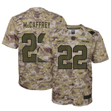 Load image into Gallery viewer, Christian McCaffrey #22 Carolina Panthers Youth Camo Salute to Service Game Jersey