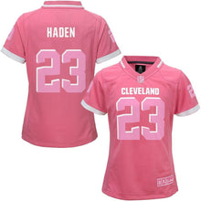 Load image into Gallery viewer, Joe Haden #23 Cleveland Browns Girls Youth Pink Bubble Gum Jersey