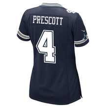 Load image into Gallery viewer, Dak Prescott #4 Dallas Cowboys Girls Youth Navy Game Jersey
