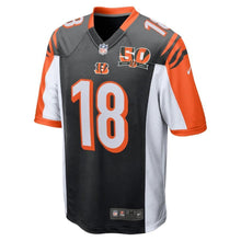 Load image into Gallery viewer, A.J. Green #18 Cincinnati Bengals Youth Black 50th Anniversary Patch Game Jersey