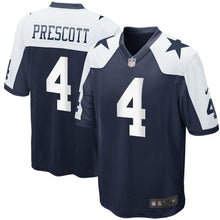 Load image into Gallery viewer, Dak Prescott #4 Dallas Cowboys Youth Navy Throwback Game Jersey