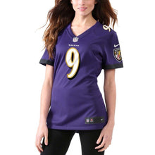Load image into Gallery viewer, Justin Tucker #9 Baltimore Ravens Women's Purple Game Jersey