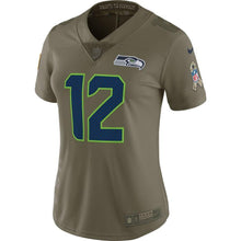 Load image into Gallery viewer, 12s Seattle Seahawks Women&#39;s Olive Salute to Service Limited Jersey