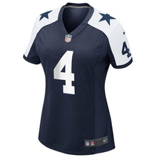 Load image into Gallery viewer, Dak Prescott #4 Dallas Cowboys Women's Navy Alternate Game Jersey