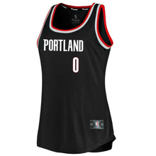Load image into Gallery viewer, Damian Lillard #0 Portland Trail Blazers Women's Black Fast Break Tank - Icon Edition