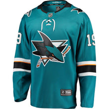 Load image into Gallery viewer, Fanatics Branded Joe Thornton San Jose Sharks Teal Breakaway Jersey