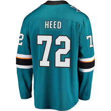 Load image into Gallery viewer, Fanatics Branded Tim Heed San Jose Sharks Teal Breakaway Jersey
