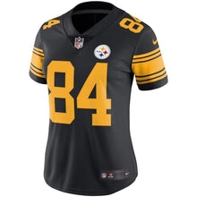 Load image into Gallery viewer, Antonio Brown #84 Pittsburgh Steelers Women&#39;s Black Color Rush Limited Jersey