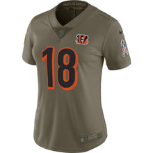 Load image into Gallery viewer, A.J. Green #18 Cincinnati Bengals Women&#39;s Olive Salute to Service Limited Jersey