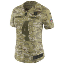 Load image into Gallery viewer, Derek Carr #4 Oakland Raiders Women's Camo Salute to Service Limited Jersey
