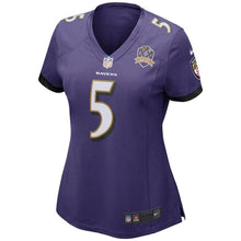 Load image into Gallery viewer, Joe Flacco #5 Baltimore Ravens Women's Purple Patch Game Jersey