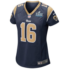 Load image into Gallery viewer, Jared Goff #16 Los Angeles Rams Women's Navy Super Bowl LIII Bound Game Jersey