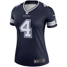 Load image into Gallery viewer, Dak Prescott #4 Dallas Cowboys Women's Navy Legend Jersey
