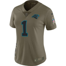 Load image into Gallery viewer, Cam Newton #1 Carolina Panthers Women's Olive Salute to Service Limited Jersey