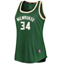 Load image into Gallery viewer, Giannis Antetokounmpo #34 Milwaukee Bucks Women's Hunter Green Fast Break Tank