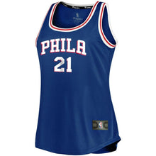 Load image into Gallery viewer, Joel Embiid #21 Philadelphia 76ers Women's Royal Fast Break Tank Jersey