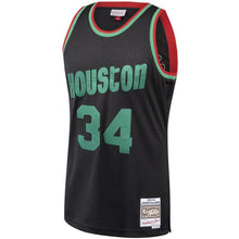 Load image into Gallery viewer, Hakeem Olajuwon #34 Houston Rockets Black 1993-94 Hardwood Classics Christmas Swingan Jersey
