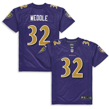 Load image into Gallery viewer, Eric Weddle #32 Baltimore Ravens Youth Purple Color Rush Player Game Jersey