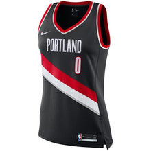 Load image into Gallery viewer, Damian Lillard #0 Portland Trail Blazers Women's Black Swingman Jersey - Icon Edition