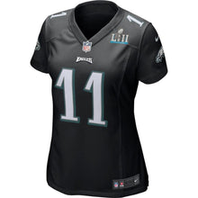 Load image into Gallery viewer, Carson Wentz #11 Philadelphia Eagles Women's Black Super Bowl LII Bound Patch Game Event Jersey