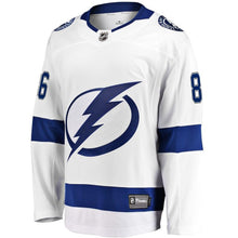 Load image into Gallery viewer, Fanatics Branded Nikita Kucherov Tampa Bay Lightning White Away Premier Breakaway Player Jersey