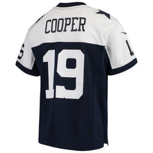 Load image into Gallery viewer, Amari Cooper #19 Dallas Cowboys Youth Navy/White Throwback Game Jersey