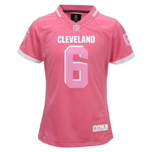 Load image into Gallery viewer, Baker Mayfield #6 Cleveland Browns Girls Youth Pink Bubble Gum Jersey