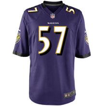Load image into Gallery viewer, C.J. Mosley #57 Baltimore Ravens Youth White/Black/Purple Game Jersey