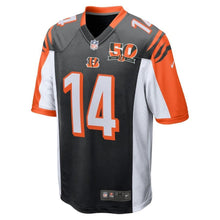 Load image into Gallery viewer, Andy Dalton #14 Cincinnati Bengals Youth Black 50th Anniversary Patch Game Jersey