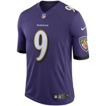 Load image into Gallery viewer, Justin Tucker #9 Baltimore Ravens Youth Purple Speed Machine Limited Player Jersey