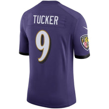 Load image into Gallery viewer, Justin Tucker #9 Baltimore Ravens Youth Purple Speed Machine Limited Player Jersey