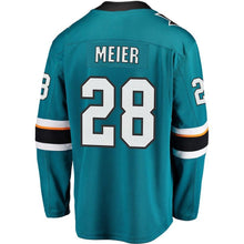 Load image into Gallery viewer, Fanatics Branded Timo Meier San Jose Sharks Teal Breakaway Jersey