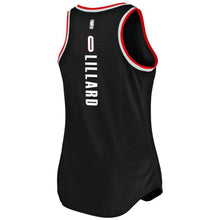 Load image into Gallery viewer, Damian Lillard #0 Portland Trail Blazers Women's Black Fast Break Tank - Icon Edition