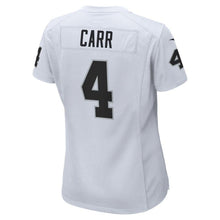 Load image into Gallery viewer, Derek Carr #4 Oakland Raiders Women's White/Black Game Jersey