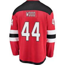 Load image into Gallery viewer, Fanatics Branded Miles Wood New Jersey Devils Red Home Breakaway Player Jersey