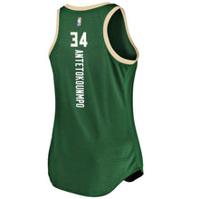 Load image into Gallery viewer, Giannis Antetokounmpo #34 Milwaukee Bucks Women's Hunter Green Fast Break Tank